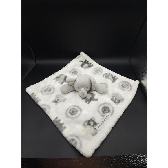 White Grey Elephant Plush Baby Lovey Security Blanket Unisex Blankets and Beyond - Picture 3 of 4